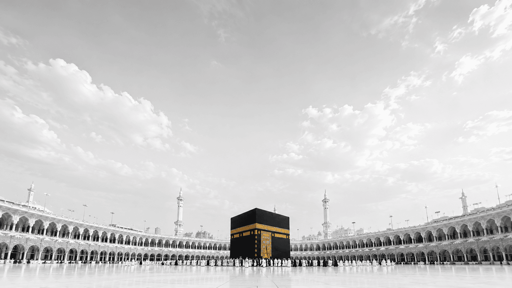 The Kaaba in the courtyard of Masjid al-Haram